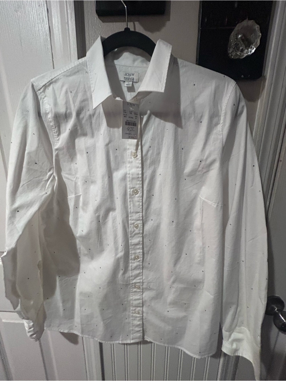 J. Crew White Button-Down Shirt with Silver Embellishments